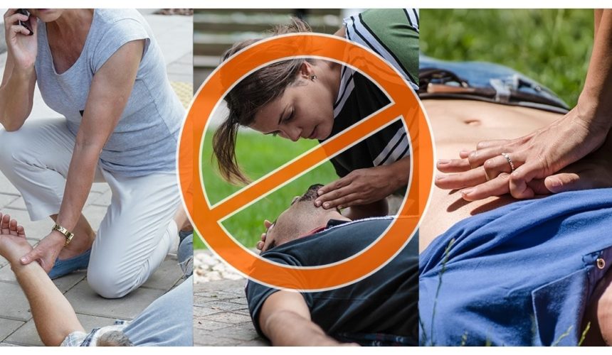 First aid adapted to the Covid-19 AED & Covid illustration