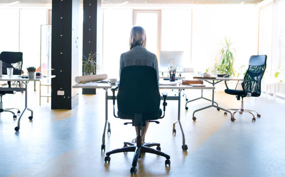 woman sitting office chair