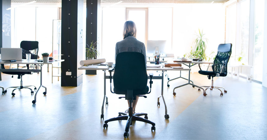 woman sitting office chair