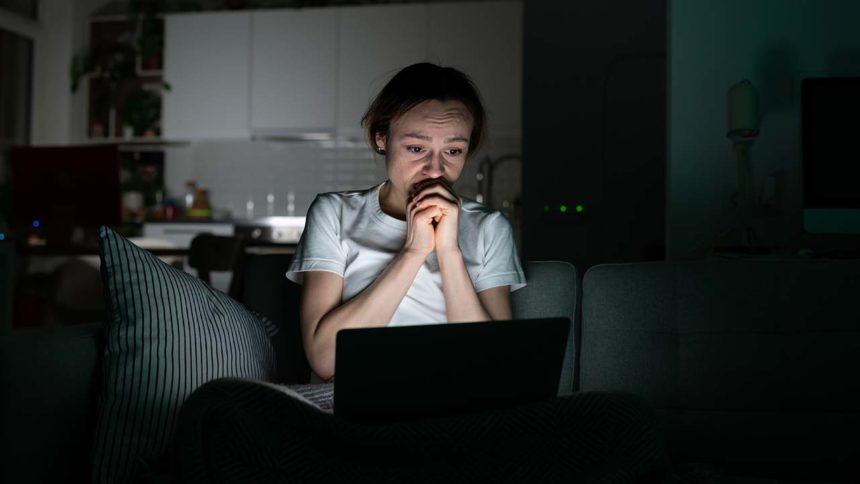 woman stressed by media