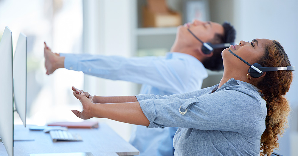 stretching at workstation
